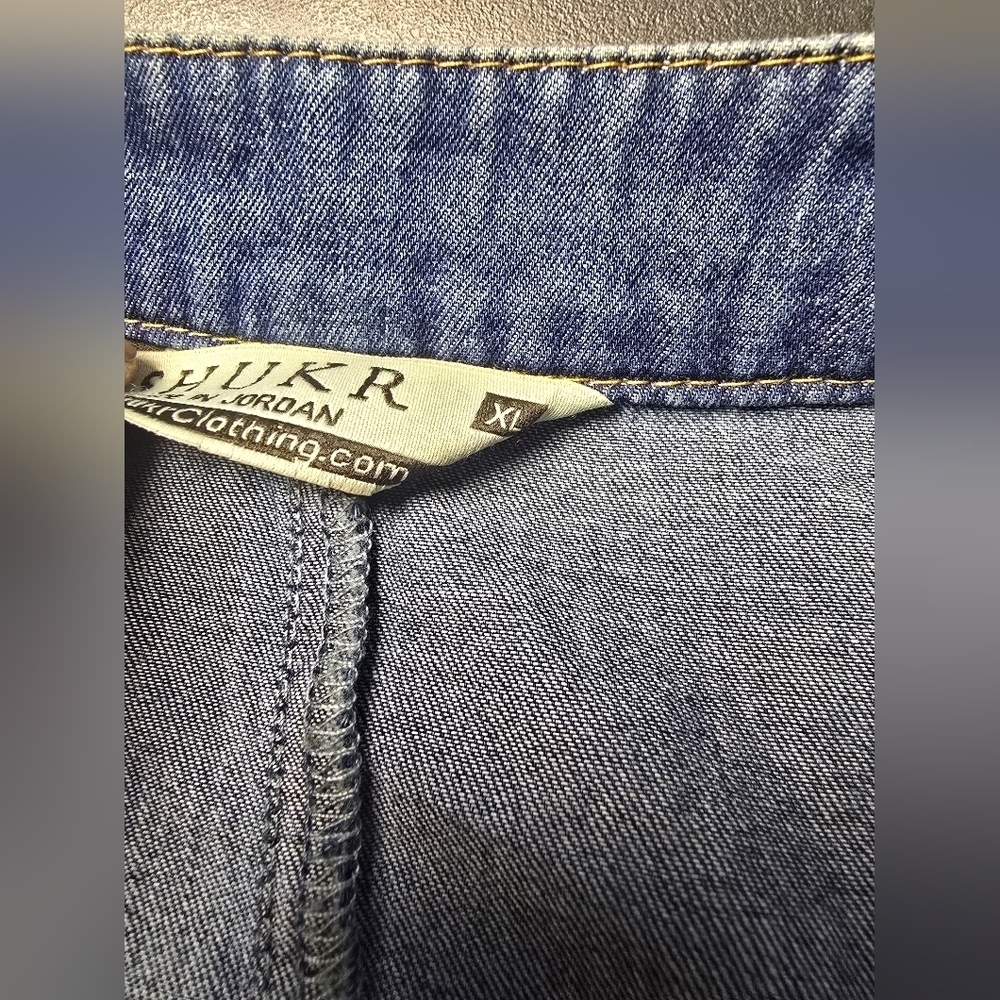 SHUKR 100% Cotton Denim Dress/Shirt Long Sleeve Sz. XL - Picture 3 of 8